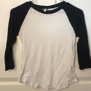 Divided Basic Black & White 3/4 Sleeve Tee